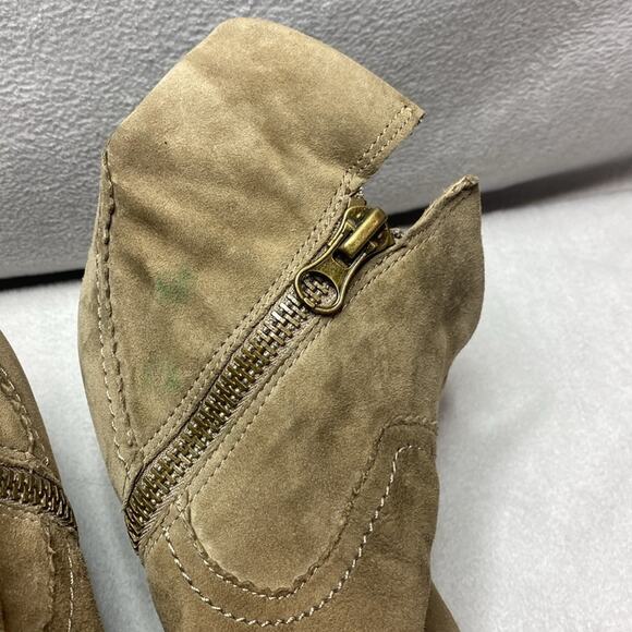 Sam Edleman Khaki leather booties with fringe details size 9 - Picture 2 of 7
